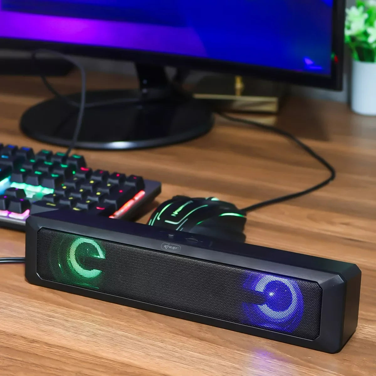 Soundbar Gamer com LED RGB e Som Estéreo 6W – Conexão USB para TV, Notebook e Celular