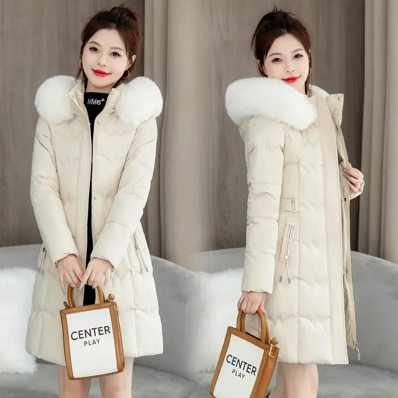 Jaqueta Feminina Inverno, quente com Gola de Pelúcia