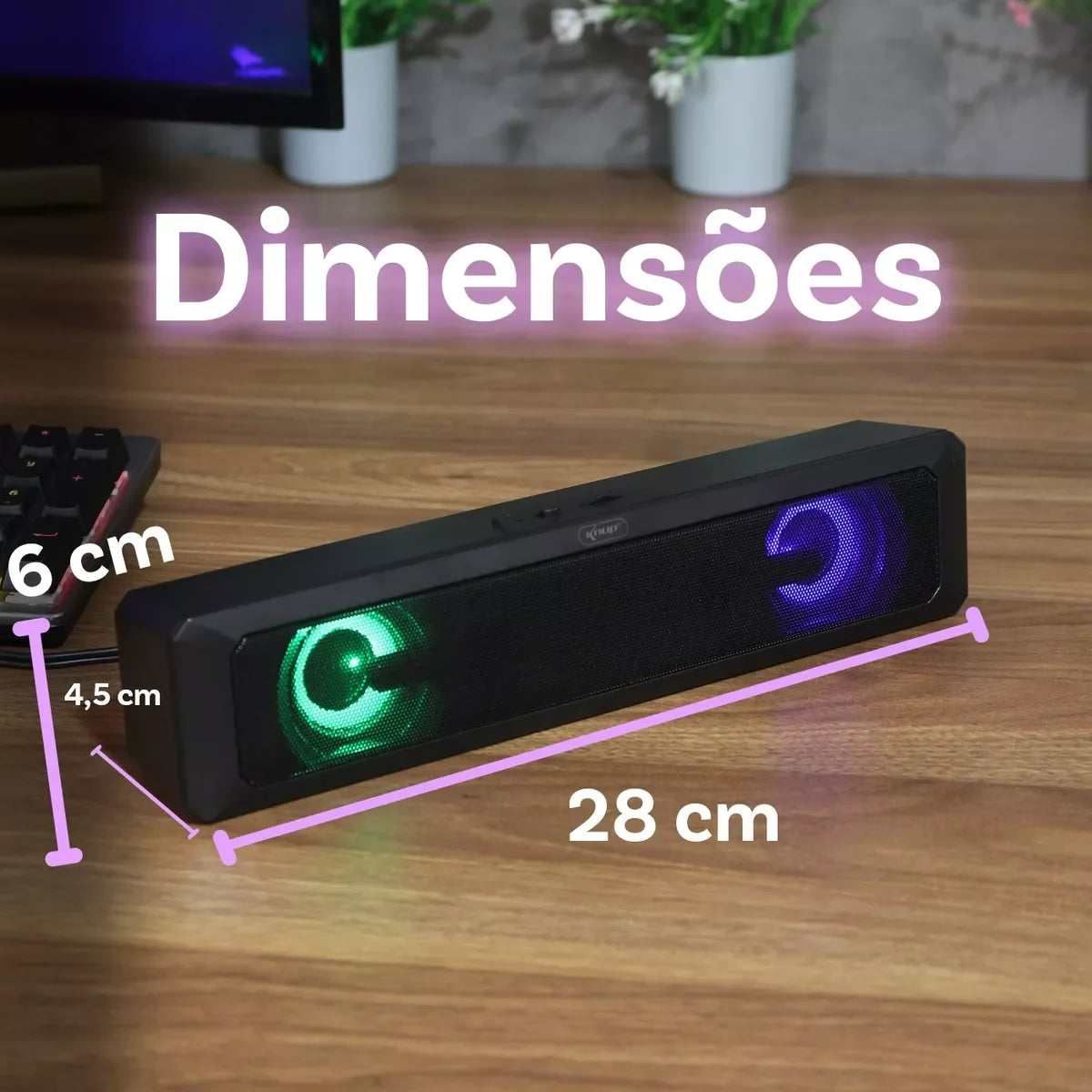 Soundbar Gamer com LED RGB e Som Estéreo 6W – Conexão USB para TV, Notebook e Celular