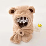 Touca 2 em 1 para Crianças – Gorro com Cachecol Urso Pelúcia